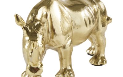 ATHAYA Figur Nashorn aus Metall, goldfarben L33