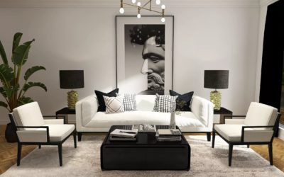 Stilvolles Wohnzimmer im Glam-Modern Style